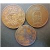 Image 2 : Sweden; 1845 2/3 skilling, 1882 and 1922 5 ore.  Three coins VF-EF.