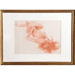 Franco Fusari, Paola I, Conte Pastel Drawing