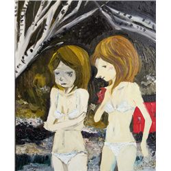 Koichi Enomoto, Two Girls, Oil Painting