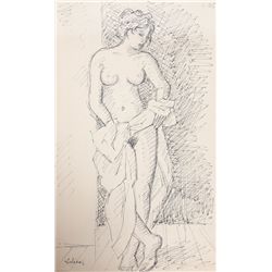Laurent Marcel Salinas, Standing Nude 2, Ink Drawing