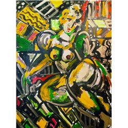 Frank Piazzola, Nude (Green and Yellow), Acrylic Painting