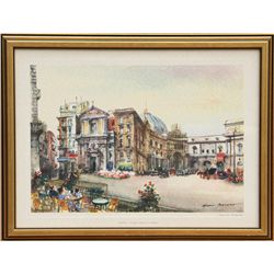 Mario Cararro, Napoli - Piazza Trento e Trieste, Etching