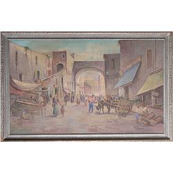 A. Colluci, Street Scene, Oil Painting