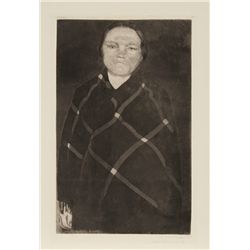 Kathe Kollwitz, Portrait of a Woman in Shawl, Etching