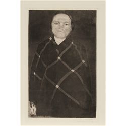 Kathe Kollwitz, Portrait of a Woman in Shawl, Etching