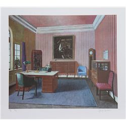 George Deem, Pinkroom with Vermeer Painting, Lithograph