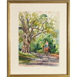 Marshall Goodman, Horseback Riding, Watercolor Painting