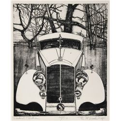 Bruce McCombs, Packard Twelve, Etching