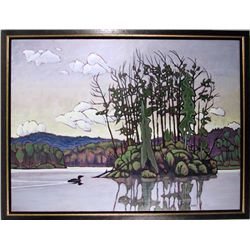 Robert Zeer, Loon on Opeonga Lake, Oil Painting