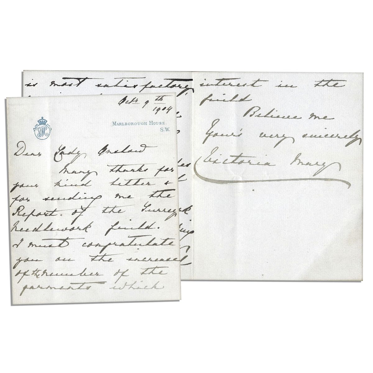 Queen Mary Of Teck Autograph Leter Signed Many Thanks For Your Kind Letter For Sending Me Queen Mary Of Teck Autograph Leter Signed Many Thanks For Your Kind Letter For Sending Me
