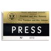 Image 1 : Press Badge for President Kennedy's Texas Welcome Dinner, Slated for the Night He Was Assassinated