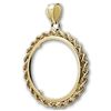 Image 1 : 14K Gold Prong Rope Polished Coin Bezel - 32.7 mm