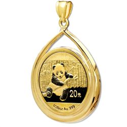 2014 1/20 oz Gold Panda Teardrop Pendant (Prong Bezel)