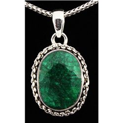 NATURAL EMERALD BERYL 35.53CTW SILVER PENDANT