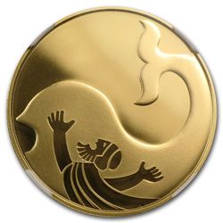 2010 Israel Jonah in the Whale 1/2 oz Gold Coin PF-69 U