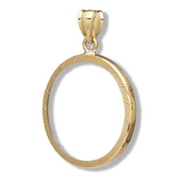 14K Gold Prong Diamond-Cut Coin Bezel - 16.5 mm