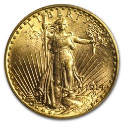 1914-D $20 St. Gaudens Gold Double Eagle - MS-63 PCGS