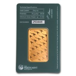 1 oz Perth Mint Gold Bar .9999 Fine (In Assay)