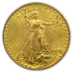 1909/8 $20 St. Gaudens Gold Double Eagle - Overdate - M