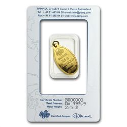 2.5 gram Rose Oval-Shaped Pamp Suisse Gold Pendant