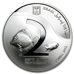 2012 Israel Coral Reef, Eilat Proof Silver 2 NIS Coin