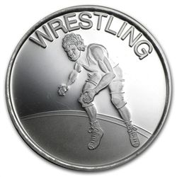 1 oz Wrestling Silver Round (w/Gift Box &amp; Capsule)