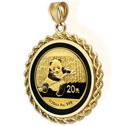 2014 1/20 oz Gold Panda Pendant (Onyx Rope Bezel)