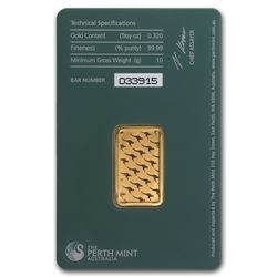 10 gram Perth Mint Gold Bar .9999 Fine (In Assay)