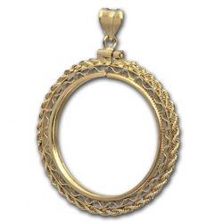 14K Gold Screw-Top Gallery Wire Polished Coin Bezel - 3
