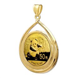 2014 1/10 oz Gold Panda Teardrop Pendant (Prong Bezel)