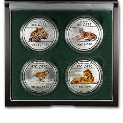 Congo 2011 Silver Proof Magnificent Big Cats 4-coin set