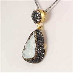 Raw Druzy Natural Stone Druse Victorian Look Pendant