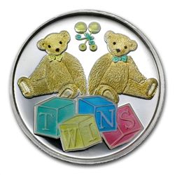 1 oz Twin Baby Enameled Silver Round (w/Gift Box &amp;