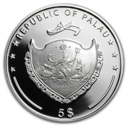Palau 2010 Silver $5 Marine Life Protection - Blue Pear