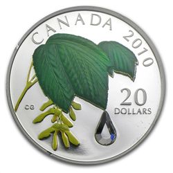 2010 1 oz Silver Canadian Maple Leaf Crystal Raindrop (
