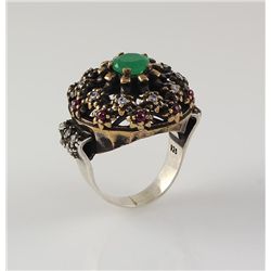 Natural Stone Cocktail Victorian Design Ring