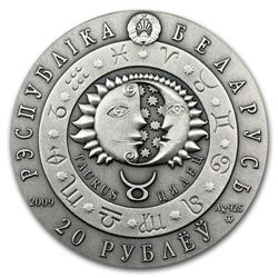 Belarus 2009 Oxidized Silver 20 Rubles Zodiac Signs - T