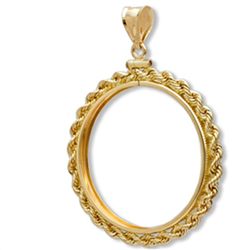 14K Gold Screw-Top Rope Polished Coin Bezel - 27 mm