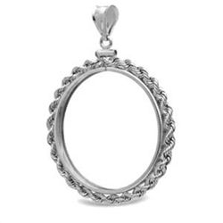 Sterling Silver Screw Top Rope Polished Coin Bezel - 27