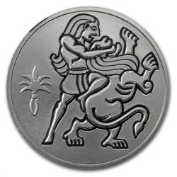 2009 Israel Samson and the Lion Silver 1 NIS MS-70 NGC