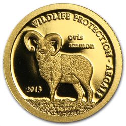 Mongolia 2013 Gold Argali - Ovis Ammon (1/2 gram of Pur