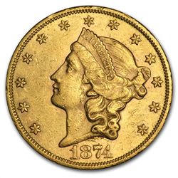 $20 Liberty Gold Double Eagle - Type 2 1866-1876 - AU