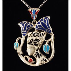 12.60g Egyptian Jewelry - Queen Nefertiti Silver Pendan