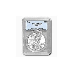 2002 1 oz Silver American Eagle MS-69 PCGS