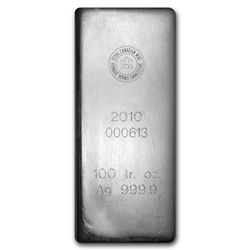 100 oz Royal Canadian Mint RCM Silver Bar (2010) .9999