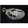Image 1 : 35.00ctw Black Jade & Dragon Silver Round Pendant