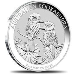 2013 1 Kilo (32.15 oz) Silver Australian Kookaburra MS-