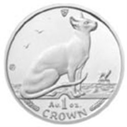 Isle of Man 1992 1 Crown Silver Proof Siamese Cat