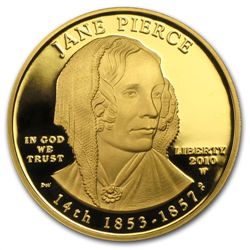 2010-W 1/2 oz Proof Gold Jane Pierce (w/Box &amp; CoA)