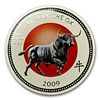 Image 1 : 2009 1 oz Silver $2 Pitcairn Island Colorized Lunar Ox